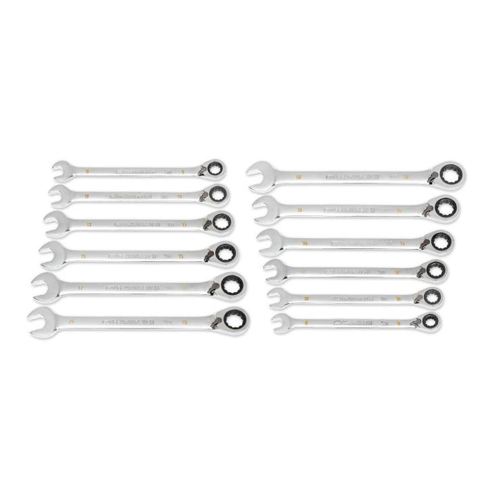 Gearwrench 12 Piece 90-Tooth 12 Point Metric Reversible Ratcheting Spanner Set 86627