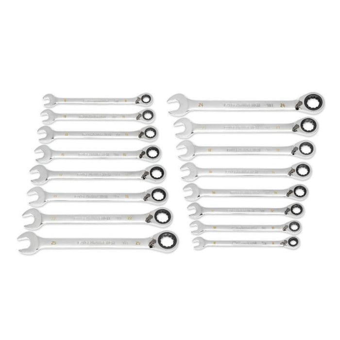 Gearwrench 16 Piece 90-Tooth 12 Point Metric Reversible Ratcheting Spanner Set 86629