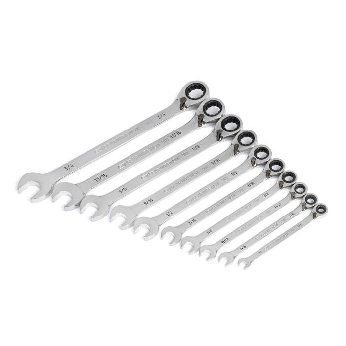 Gearwrench 10 Piece 90-Tooth 12 Point SAE Reversible Ratcheting Spanner Set 86658