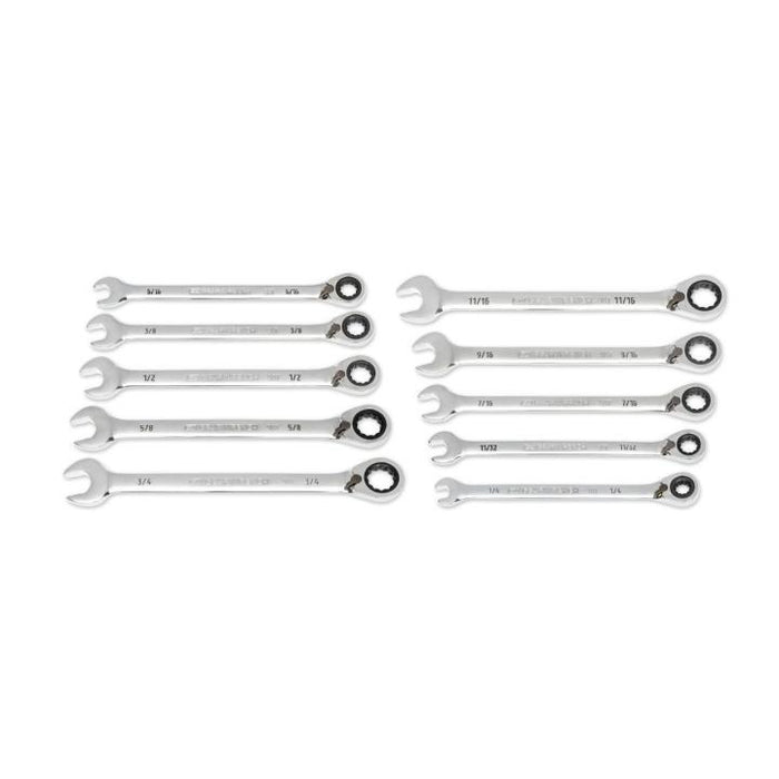 Gearwrench 10 Piece 90-Tooth 12 Point SAE Reversible Ratcheting Spanner Set 86658