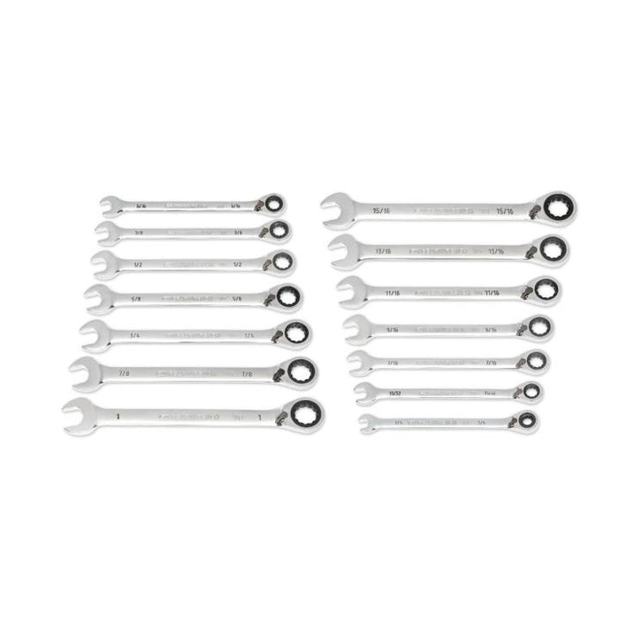 Gearwrench 14 Piece 90-Tooth 12 Point SAE Reversible Ratcheting Spanner Set 86660