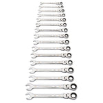 Gearwrench 16 Piece 90-Tooth 12 Point Flex Head Ratcheting Combination Metric Spanner Set 86728