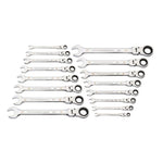 Gearwrench 16 Piece 90-Tooth 12 Point Flex Head Ratcheting Combination Metric Spanner Set 86728
