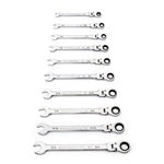 Gearwrench 10 Piece 90-Tooth 12 Point Flex Head Ratcheting Combination SAE Spanner Set 86758