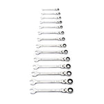 Gearwrench 14 Piece 90-Tooth 12 Point Flex Head Ratcheting Combination SAE Spanner Set 86759