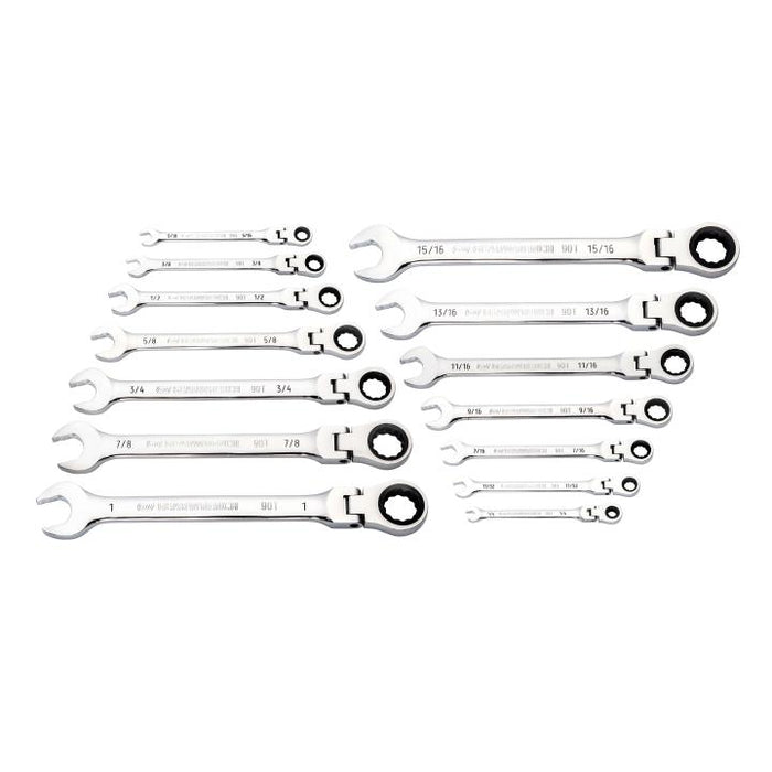 Gearwrench 14 Piece 90-Tooth 12 Point Flex Head Ratcheting Combination SAE Spanner Set 86759