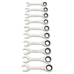 Gearwrench 10 Piece 90-Tooth 12 Point Metric Stubby Ratcheting Combination Spanner Set 86850