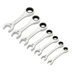 Gearwrench 7 Piece 90-Tooth 12 Point SAE Stubby Ratcheting Combination Spanner Set 86858