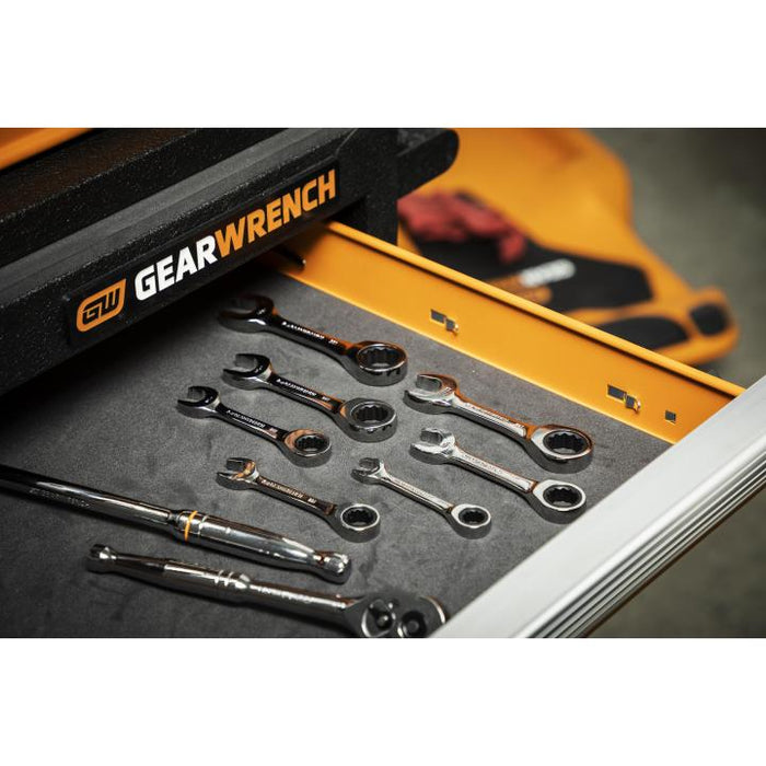 Gearwrench 7 Piece 90-Tooth 12 Point SAE Stubby Ratcheting Combination Spanner Set 86858
