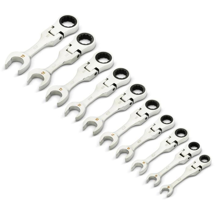 Gearwrench 10 Piece 90-Tooth 12 Point Metric Stubby Flex Ratcheting Combination Spanner Set 86870