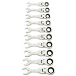 Gearwrench 10 Piece 90-Tooth 12 Point Metric Stubby Flex Ratcheting Combination Spanner Set 86870