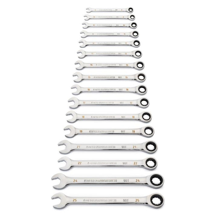 Gearwrench 16 Piece 90-Tooth 12 Point Metric Combination Ratcheting Spanner Set 86928