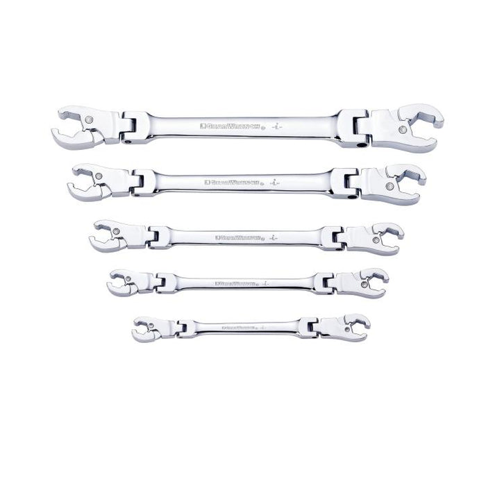 Gearwrench 5 Piece Ratcheting Flex Head Flare Nut SAE Spanner Set 89100