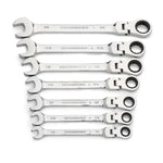 Gearwrench 7 Piece 72 Tooth 12 Point Flex Head Ratcheting Combination SAE Spanner Set 9700