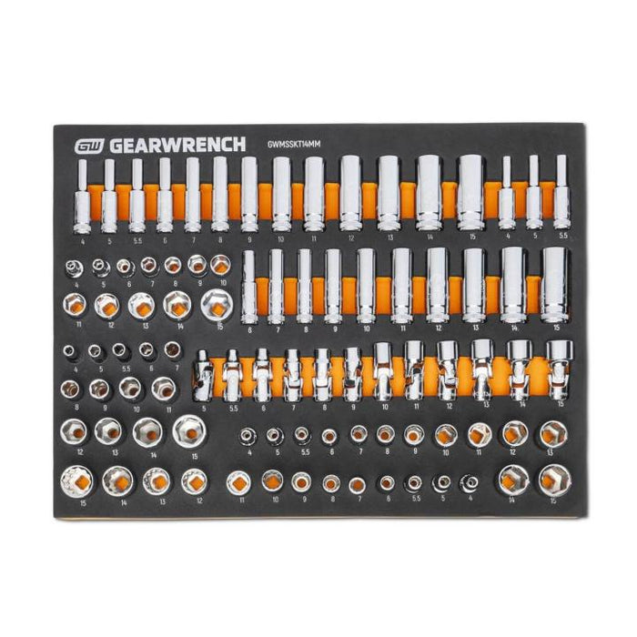 Gearwrench 89 Piece 1/4” Drive Master Metric Socket Set in Foam Storage Tray GWMSSKT14MM