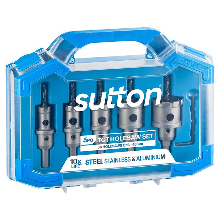 Sutton Tools Hole Cutter Set H117 TCT W/Arbor & Pilot 16-40mm 5 Piece