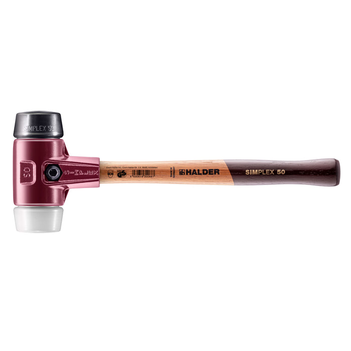 Halder SIMPLEX Soft-Face Mallet Cast Steel Housing & Wood Handle Rubber/Superplastic 1105g