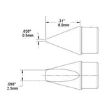 Metcal HCV High Power Soldering Cartridge Chisel (W x L) 2.5 x 8.0mm 800 Series HCV-8CH0025S