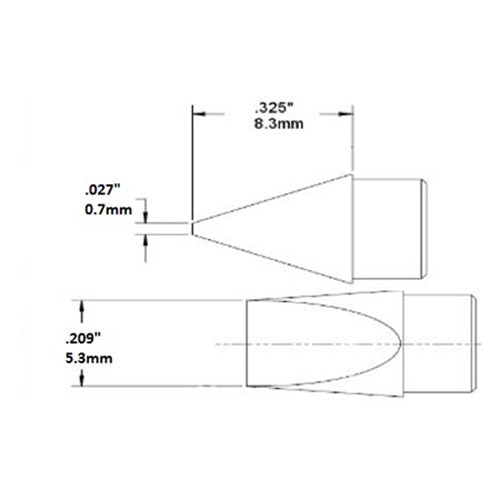 Metcal HCV High Power Soldering Cartridge Chisel (W x L) 5.3 x 8.3mm 900 Series HCV-9CH0053S