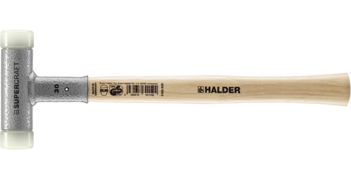 Halder  Soft-Face Mallet Non-Rebound Hickory Handle Ø 30mm Nylon, 460g