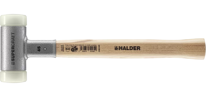 Halder Soft-Face Mallet Non-Rebound Hickory Handle Ø 45mm Nylon, 830g