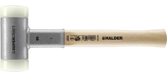 Halder Soft-Face Mallet Non-Rebound Hickory Handle Ø 60mm Nylon 1.7kg
