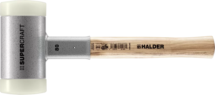 Halder Soft-Face Mallet Non-Rebound Hickory Handle Ø 80mm Nylon, 3.21kg