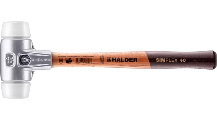 Halder Simplex Soft-Face Mallet Superplastic with Aluminium Housing and High Quality Wooden Handle Ø 40 3107.040