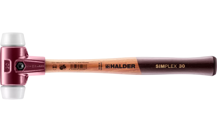 Halder Simplex Soft-Face Mallet Superplastic with Cast Iron Housing and High Quality Wooden Handle Ø 30 3007.030
