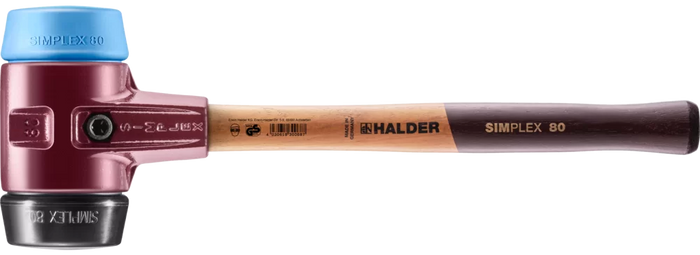 Halder Simplex Soft-Face Mallet Cast Steel/Wood Handle Ø 80 Rubber Composition/TPE-Soft 3012.080
