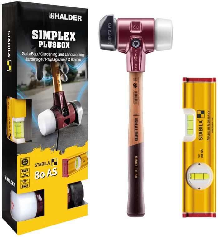 Halder SIMPLEX Plus Box Gardening & Landscaping (Soft Face Mallet & Spirit Level)