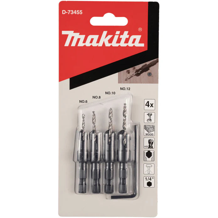 Makita Drill & Countersink Bit Set 4 Piece D-73455