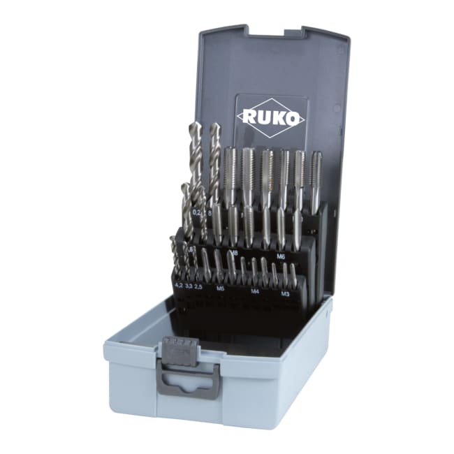 RUKO 28-piece Set of Hand Taps DIN 352 HSS in Plastic Case