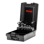 RUKO Ultimatecut Taper & Deburring Countersinker Set HSSE-Co 5 RUnaTEC DIN 335 Type C 90° in Plastic Case, 6 Pce