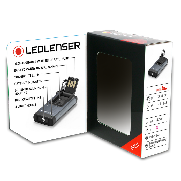 Ledlenser K4R 120lm Rechargeable LED Pocket Keyring Grey