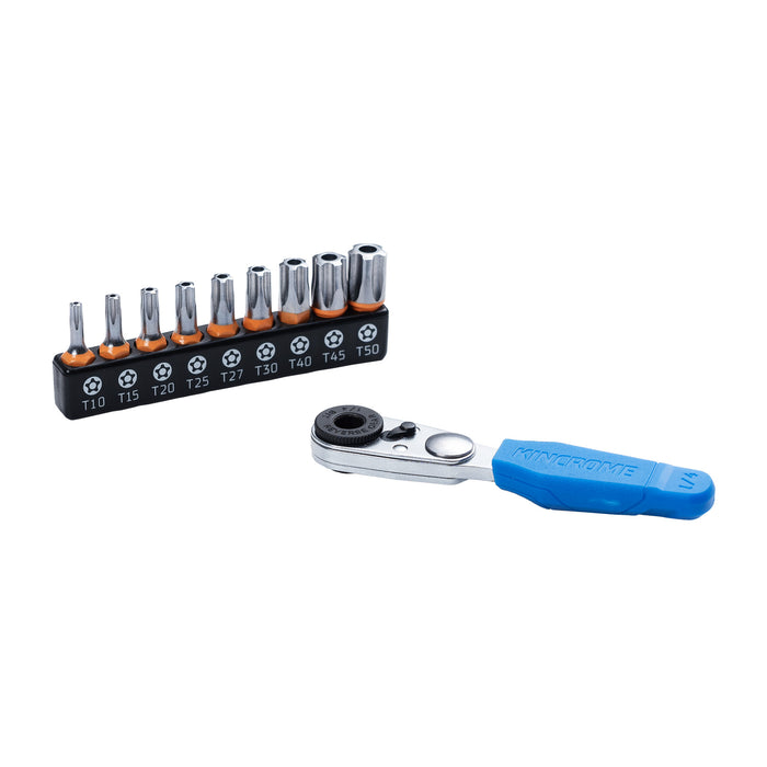 Kincrome K5034 Mini Ratchet 5 Point Tamperproof Torx Bit Set 10 Piece