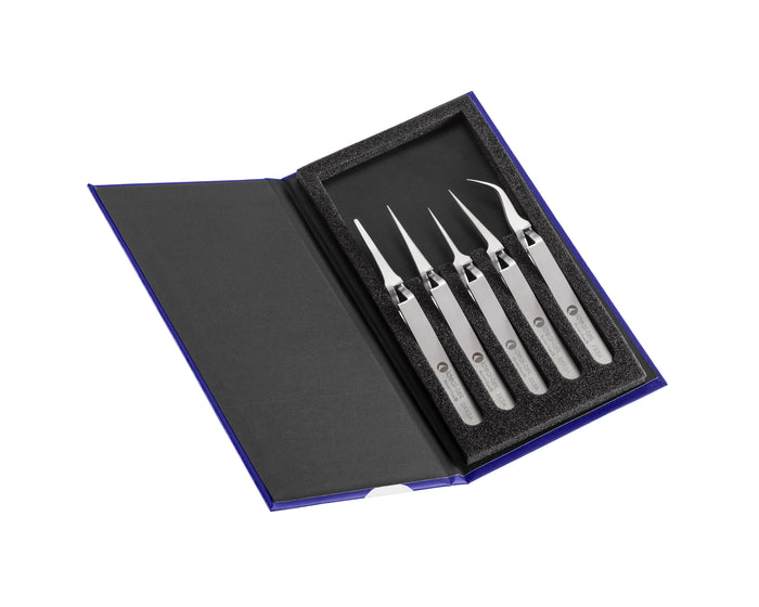 Ideal-Tek Reverse Action Tweezers Kit SS Anti-Mag Kit of 5 K5PINX.IT