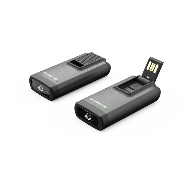 Ledlenser K6R 400lm Rechargeable LED Keyring with 4Gb Flash Memory Storage Red Light Mode Grey
