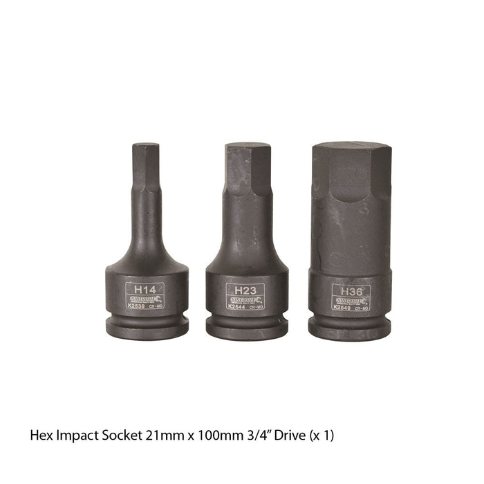 Kincrome Hex Impact Socket 21mm x 100mm 3/4