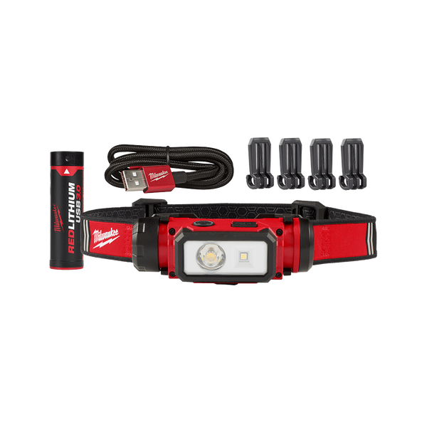 Milwaukee REDLITHIUM USB Rechargeable Hard Hat Headlamp 600 Lumen 3.0Ah Kit