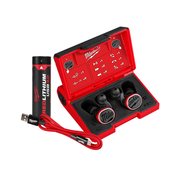 Milwaukee REDLITHIUM USB Bluetooth Headphones 3.0Ah Kit