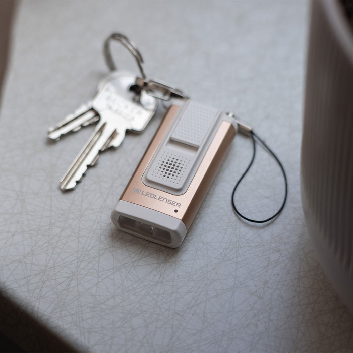 Ledlenser K6R Safety 400lm Rechargeable LED Pocket Keyring with 100 Decibel Shrill Alarm Rose Gold