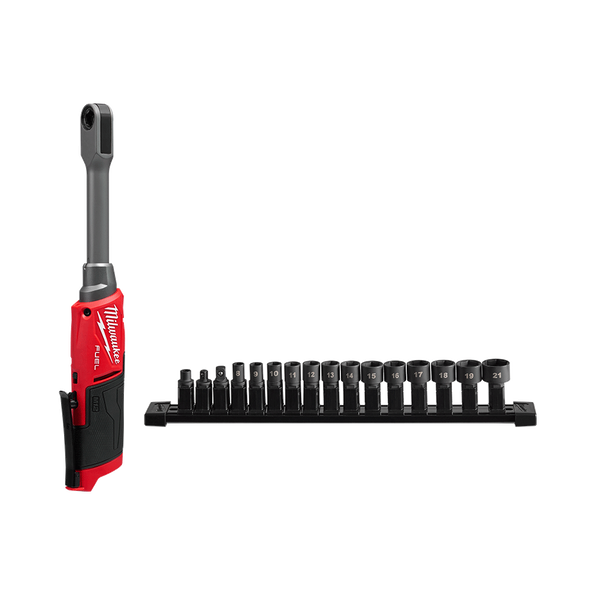 Milwaukee M12 FUEL Insider Extended Reach Pass-Through Ratchet With Insert Accessories - Skin Only