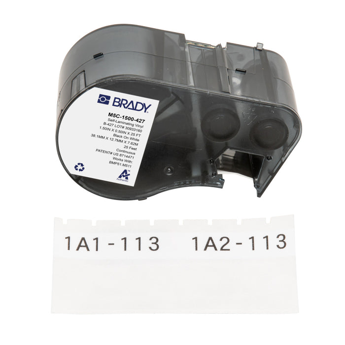 Brady B427 Self-Laminating Vinyl Wrap Around Labels - 38.1mm (W) x 7.6m ...
