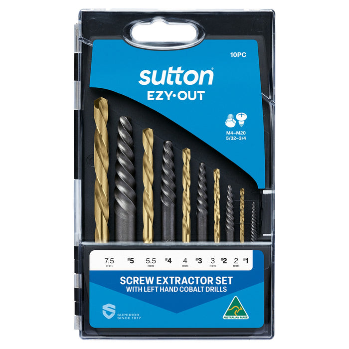 Sutton Screw Extractor M603 S20L Set 10 Pce Left Hand Drills