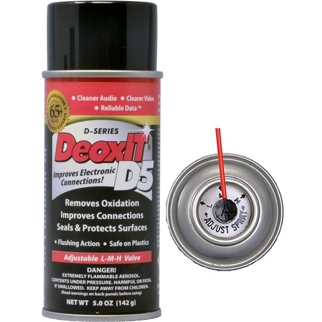 DeoxIT D5 Contact Cleaner & Rejuvenator Spray L-M-H Adjustable Valve 142g