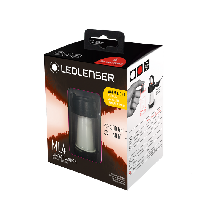 Ledlenser ML4 Warm Light 300lm Rechargeable Mini Lantern With Red Night Mode