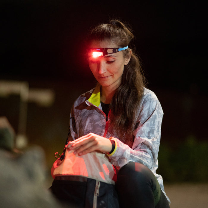 Ledlenser NEO1R 250lm Wide Beam 39gm Rechargeable Running Sports Red Safety Light Headlamp Blue