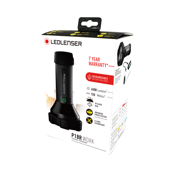 Ledlenser P18R Work 4500lm Xtreme LED Rechargeable Rugged Flashlight