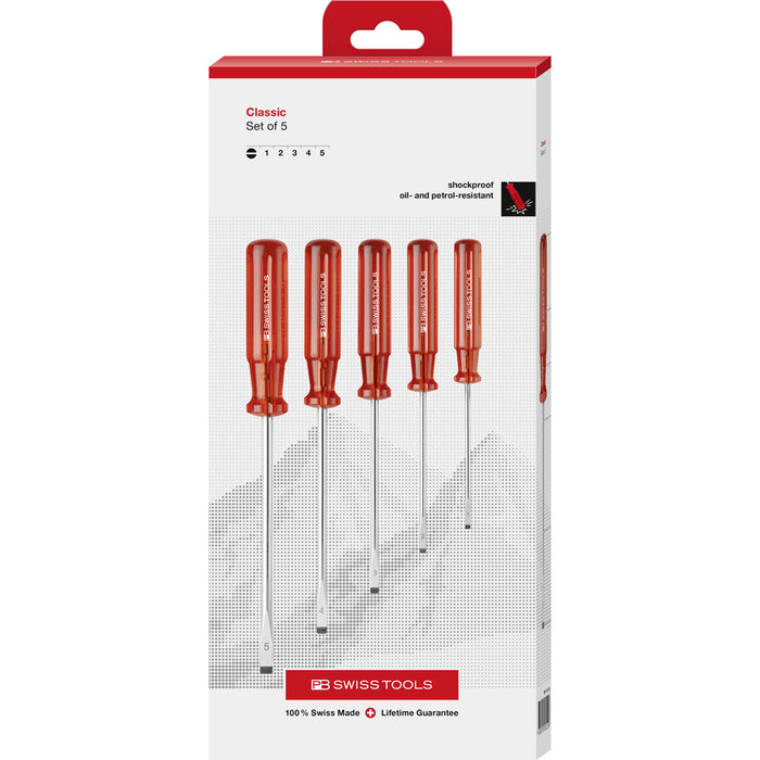 PB Swiss 5 Pce Slotted Classic Screwdriver Set